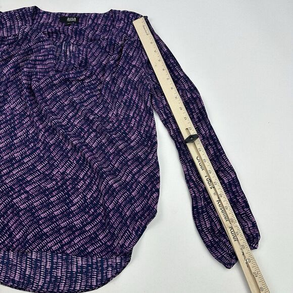 A.N.A A New Approach Purple Tie Dye Cold Shoulder Sllit Sleeves Chiffon Sz XS - Picture 4 of 13